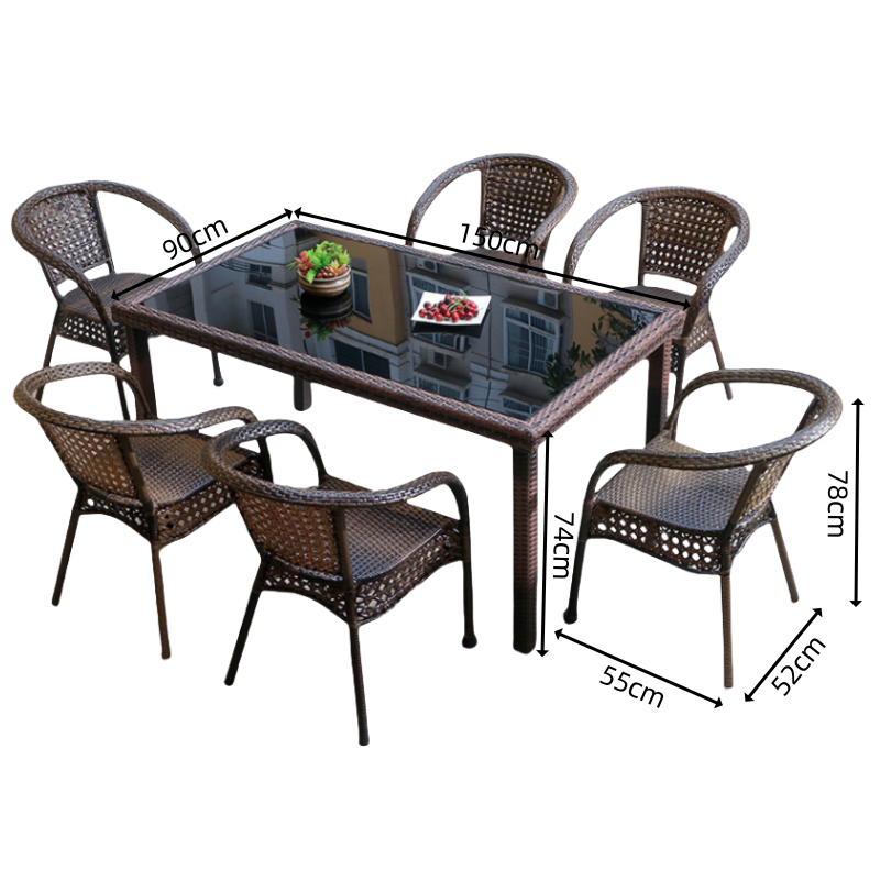 豫龙都户外桌椅 六椅套高清大图