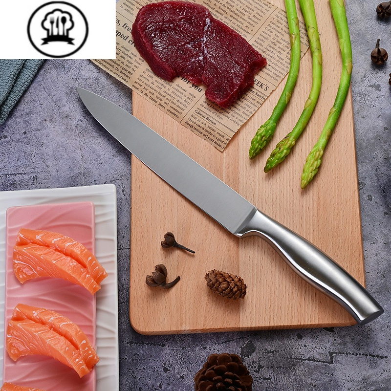 敬平不锈钢家用薄刃切肉刀瓜果刀加长款大号商业专用刀具豆腐烧烤刀全