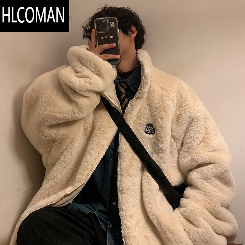 HLCOMAN双面穿棉衣外套男冬季加绒加厚棉服2023新款潮牌防寒套L套棉 2XL推荐150-170斤 杏色