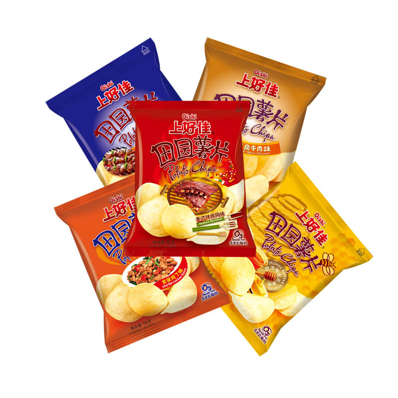 上好佳 田园薯片优惠装 5连包 膨化食品 80g