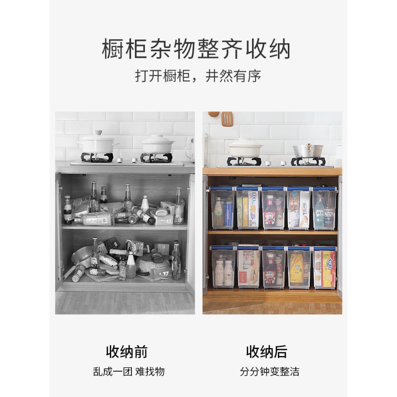 厨房滑轮收纳盒橱柜碗碟筐置物篮架子抽屉分隔锅具调料水下收纳层架 三维工匠高清大图