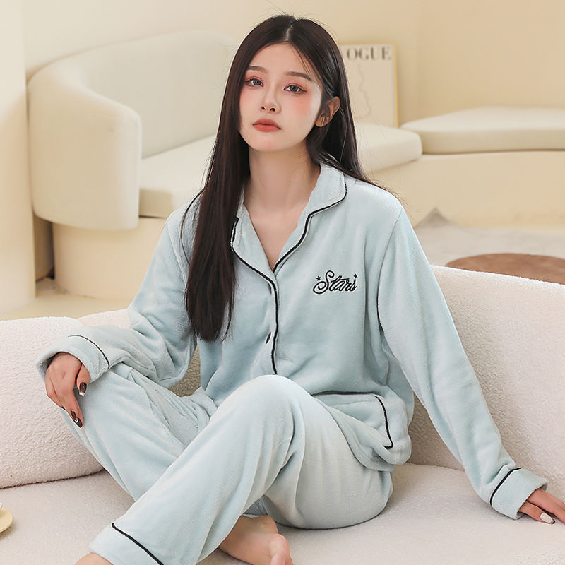 珊瑚绒睡衣女冬季加绒加厚2023新款洋气年轻女士冬天法兰绒家居服高清大图