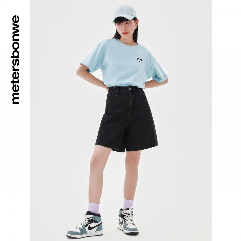 [1件5折价:79.5]美特斯邦威牛仔短裤女百搭夏季时尚宽松洗水松紧腰热裤