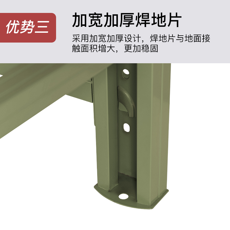 尔迈 仓储货架置物架货物展示架超市仓库钢制金属重型货架 200*200*50cm 500kg/层 军绿色