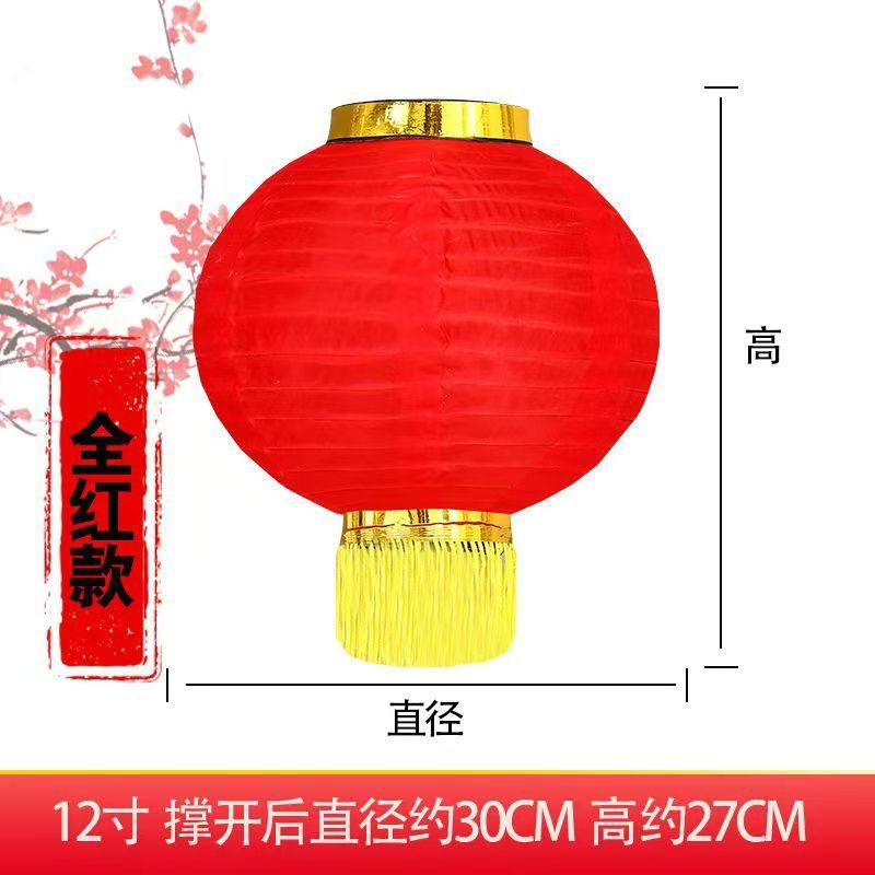 新年喜庆节日红灯笼户外防水装饰氛围拉丝灯笼 圆12寸单个不串 25个