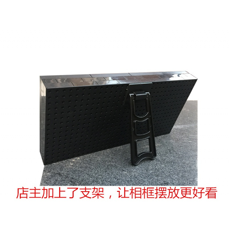 兼容乐高人仔积木相框展示盒抽抽乐相架收纳盒防尘DIY拼装防尘 果绿底浅灰框加厚一层