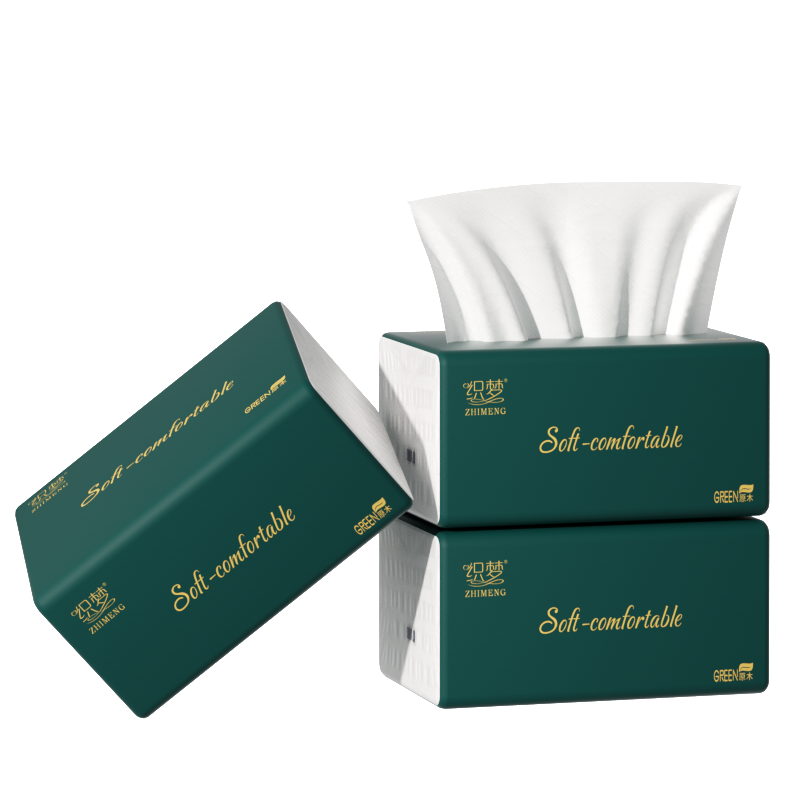 织梦超韧可湿水抽取式纸面巾5层56抽3包原生木浆抽纸纸巾实惠装餐巾纸