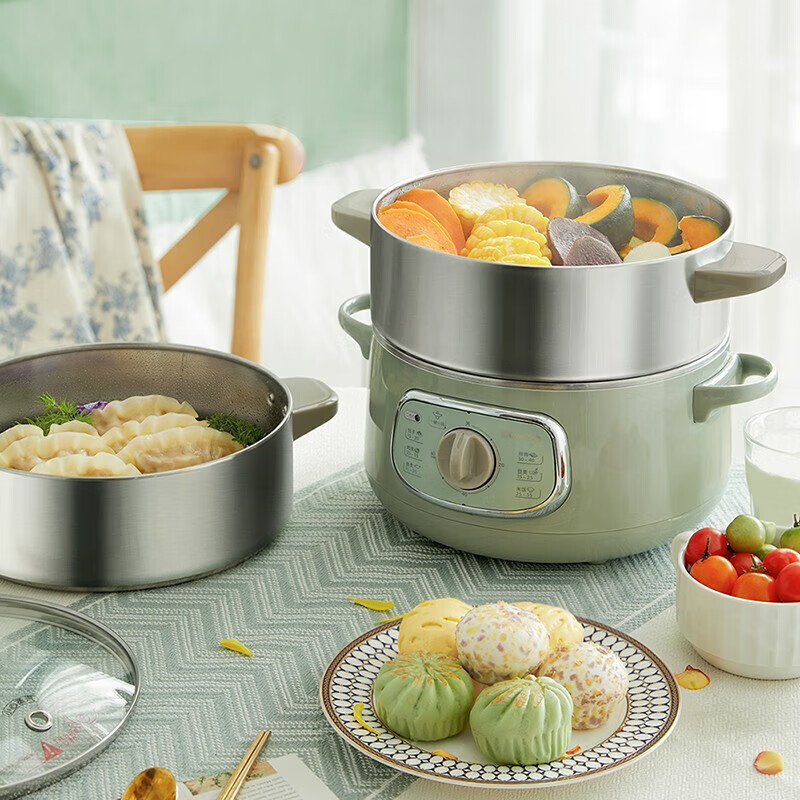 小熊(Bear) 电蒸锅 蒸锅电 分体式多用途锅不锈钢电煮锅多功能婴儿辅食锅蒸煮早餐蒸螃蟹神器10L全钢内胆上蒸下煮