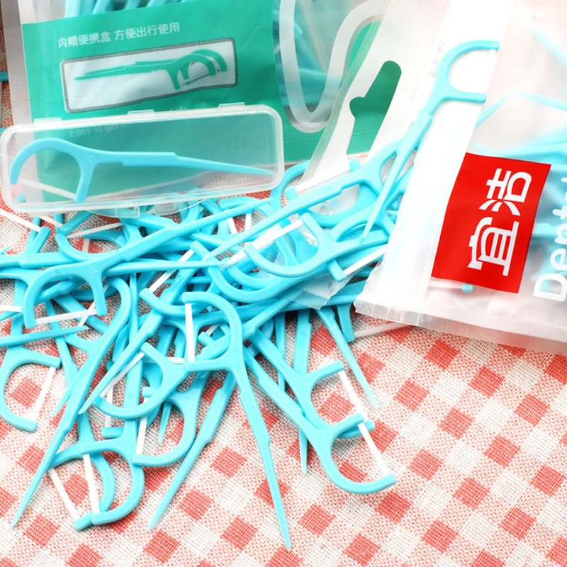 宜洁(yekee)-Y-9832-宜洁扁线牙线棒袋装100只装送便携盒