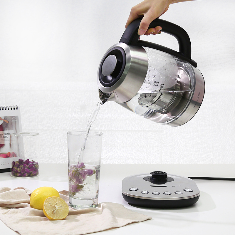 乐扣乐扣（LOCK&LOCK）电热水壶 高硼硅玻璃 静音防干烧水壶 EJK333BLK 1.7L高清大图