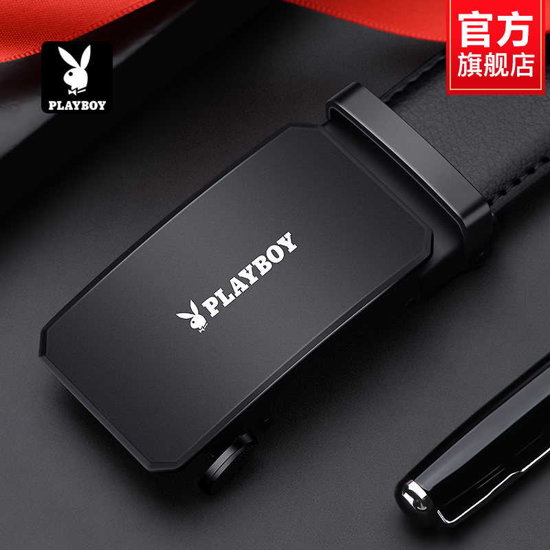 花花公子男士皮带2024新款年轻人学生真皮腰带男款牛皮裤带正腰腰高清大图