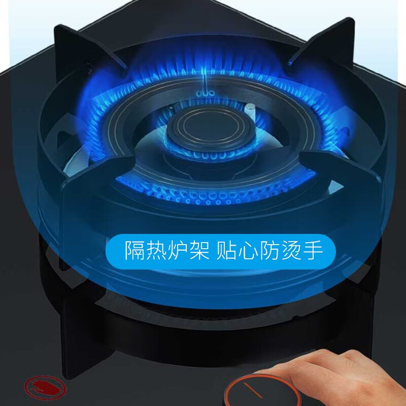 Haotaitai 燃气灶 JZT-2107B1 家用双灶 5.0kW火力 黑钢玻璃面板 天然气