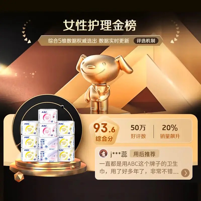 ABCKMS纤薄健康配方超薄透气日夜卫生巾套装京东自营10包70片高清大图