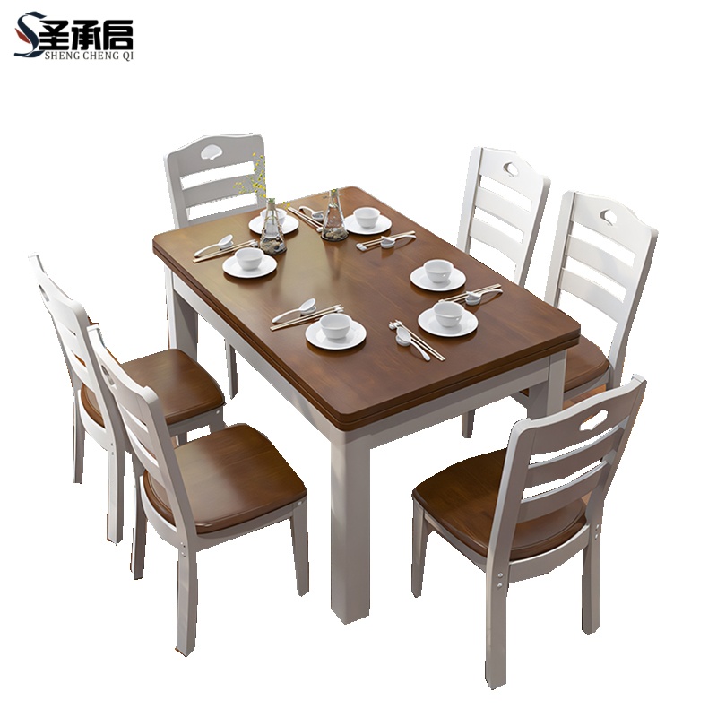 圣承启木质餐桌二椅1m张高清大图