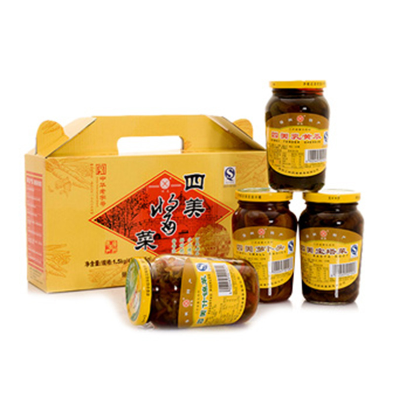 三和四美酱菜礼盒装扬州特产咸菜瓶装下饭菜自制佐餐小菜食品375*4礼盒福利送礼推荐