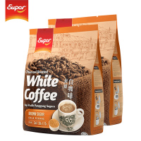 [拍下送搅拌杯]原装马来西亚进口Super超级牌黄糖三合一速溶白咖啡粉540g*2袋装