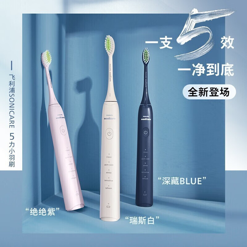 飞利浦(Philips) 电动牙刷 HX2471-03瑞思白成人声波震动牙刷5种模式5效宝藏牙刷高清大图