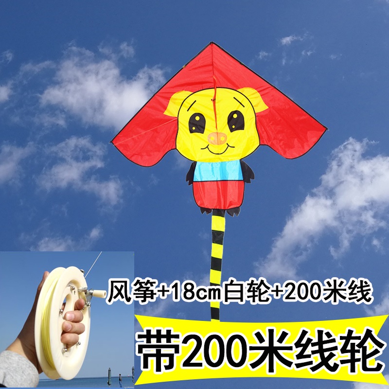 潍坊风筝2020新款可爱鼠风筝 鼠风筝猪微风好飞易飞创意 三维工匠 大号猪+18cm白轮+200米线高清大图