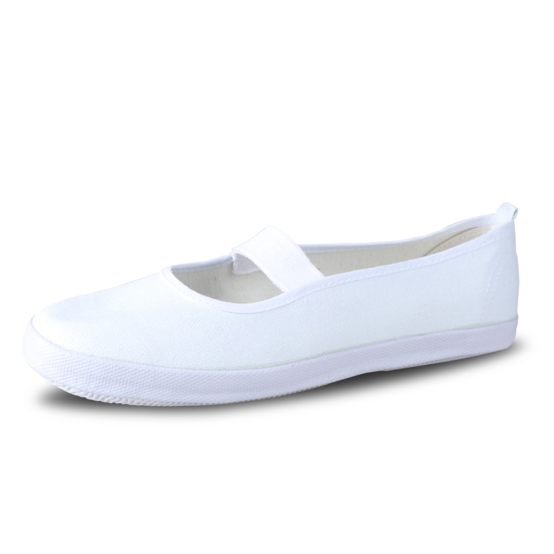 双星女款白色工作鞋平底松紧带护士鞋舞蹈体操鞋