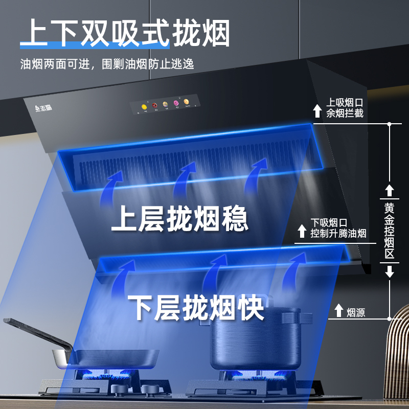 志高(CHIGO)F808A+F216A侧吸式自动清洗家用双电机抽烟机燃气灶具烟灶套餐(天然气)