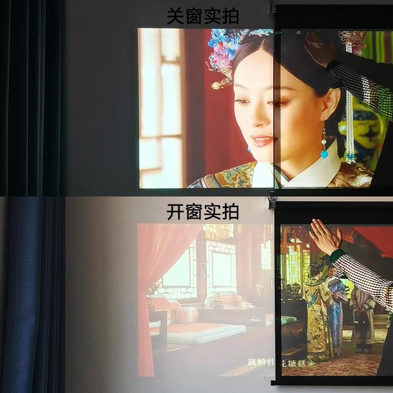 金属幕布手拉84寸100寸120寸爱普生极米壁挂家用办公手动升降投影仪屏幕高清60寸16:9