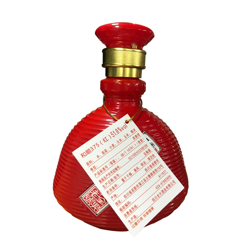 [老八大名酒]51.8度全兴老号和顺(红)浓香型白酒375ml*6整箱装高粱粮食酒高度白酒婚宴送礼