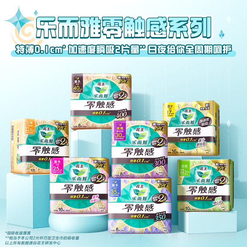 花王(MERRIES) 乐而雅零触感特薄护翼型日用夜用卫生巾 无护翼迷你17cm-16片 6012高清大图