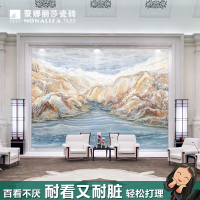 蒙娜丽莎瓷砖电视背景墙瓷砖800*800高温微晶石客厅现代抽象石纹 百川归海