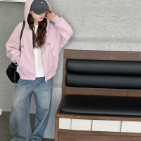 女童卫衣外套春秋款新款女大童连帽开衫上衣儿童洋气时髦衣服 120cm 紫色