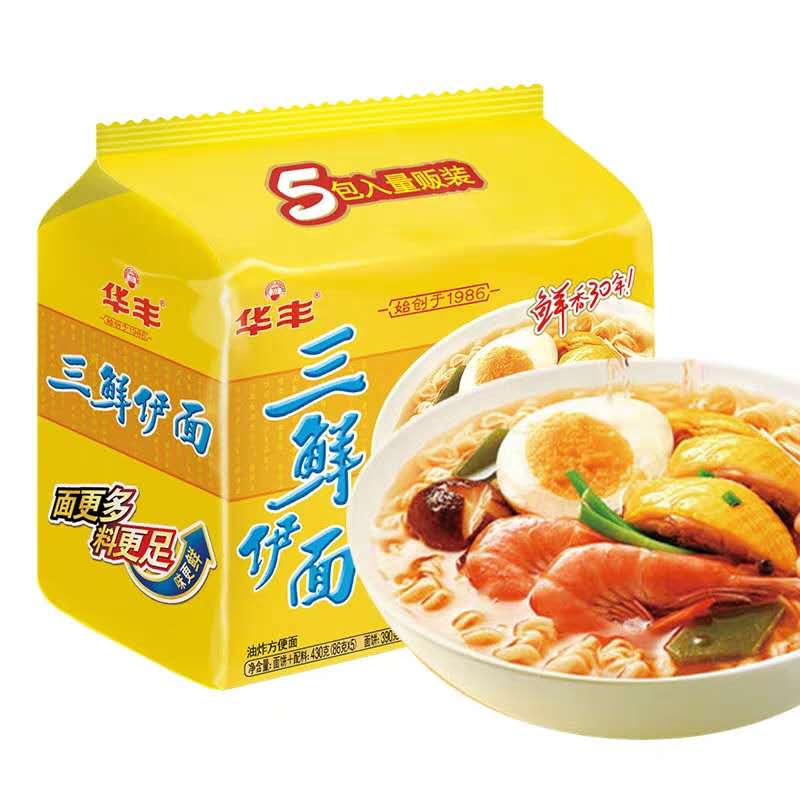华丰三鲜伊面鸡肉味5包入量贩装 87g*5方便面您没有填写评价内容-苏宁