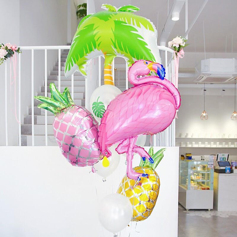 网红火烈鸟主题气球束 粉嫩儿童生日派对party 拍照装饰布置用品