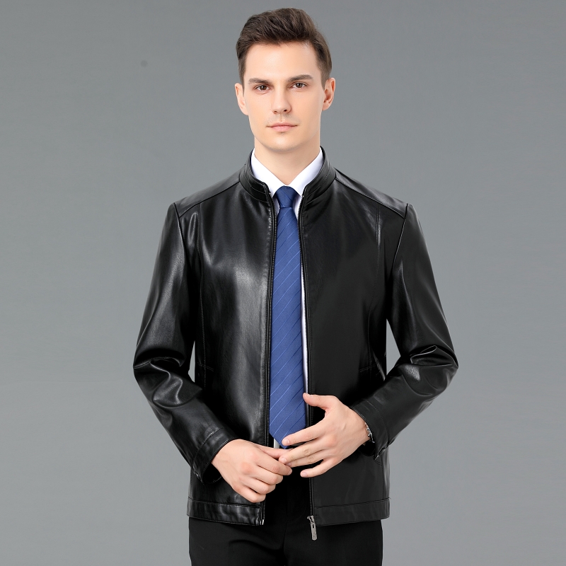 免费试穿 2024春秋新款海宁真皮皮衣男士山羊皮男士外套棒球领加绒皮夹克男装棒球服海宁真皮绵羊皮多款加绒加厚冬装正品高清大图