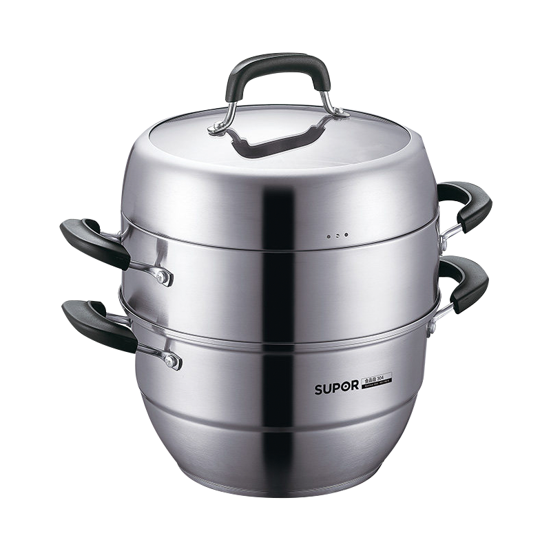 苏泊尔巧易取不锈钢三层复底蒸锅28cm