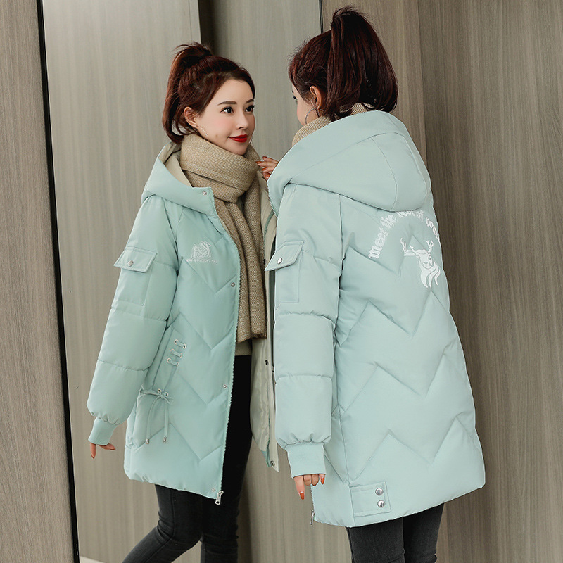 大码棉服女2024年冬季新款韩版长款bf宽松加厚棉袄外套防寒女棉衣高清大图