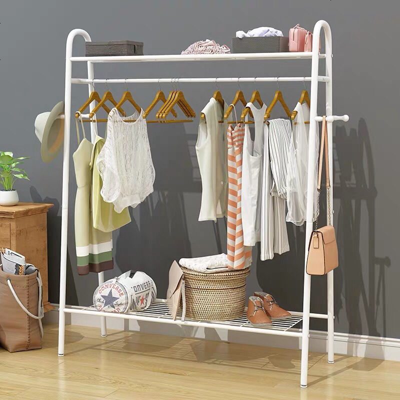 简易衣帽架落地挂衣架家用卧室内单杆式置物架移动晾晒衣服的架子