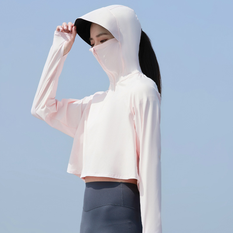 黑胶帽檐防晒衣女士冰丝连帽透气外套防紫外线防晒服