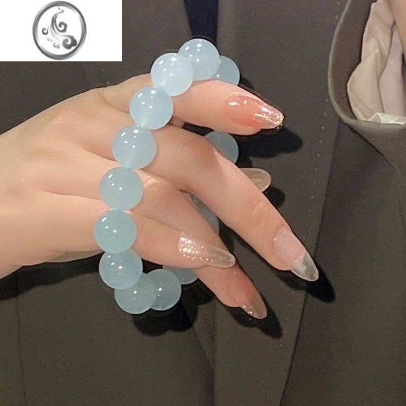 JiMi盘珠手串菩提小红书推荐冰透白玉色盘玩女渐变色手链学生闺蜜情侣图片