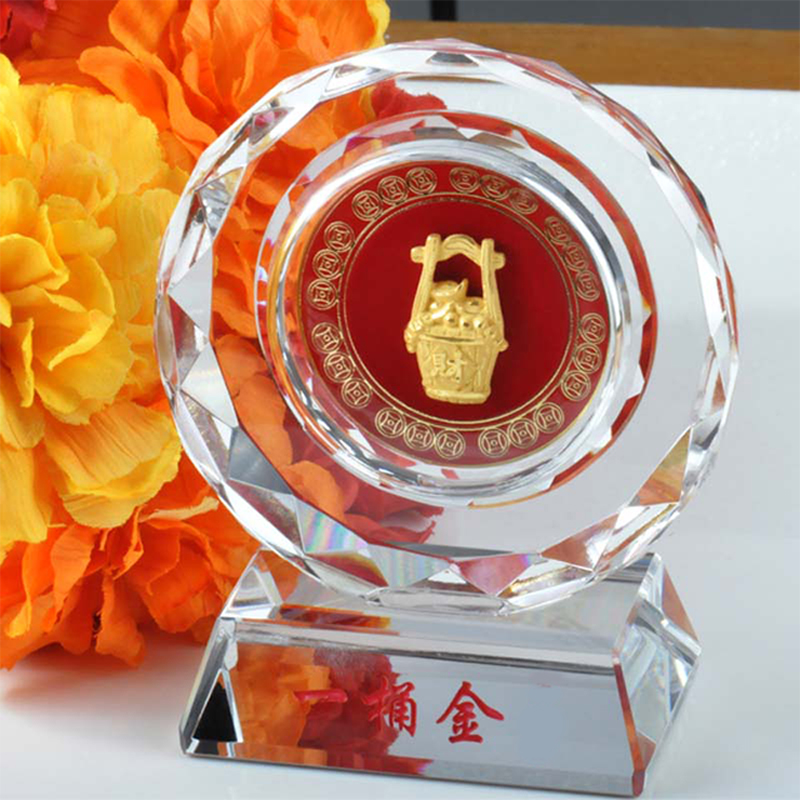 梦克拉Mkela 足金工艺水晶摆件 一桶金 摆件 工艺摆件高清大图
