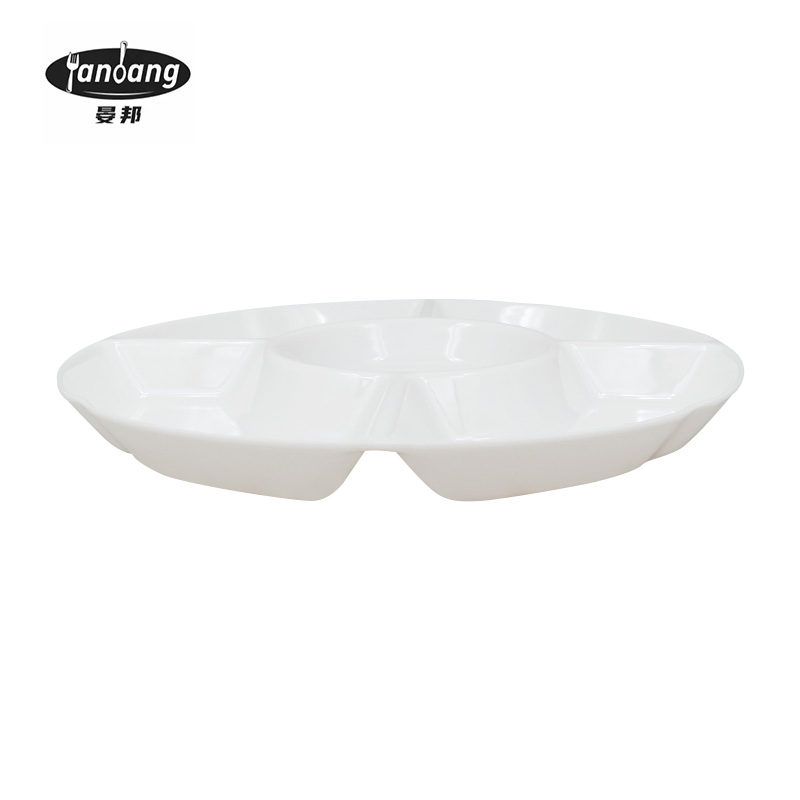 晏邦 密胺餐具 五格圆盘 10寸 直径248*25mm 1个高清大图