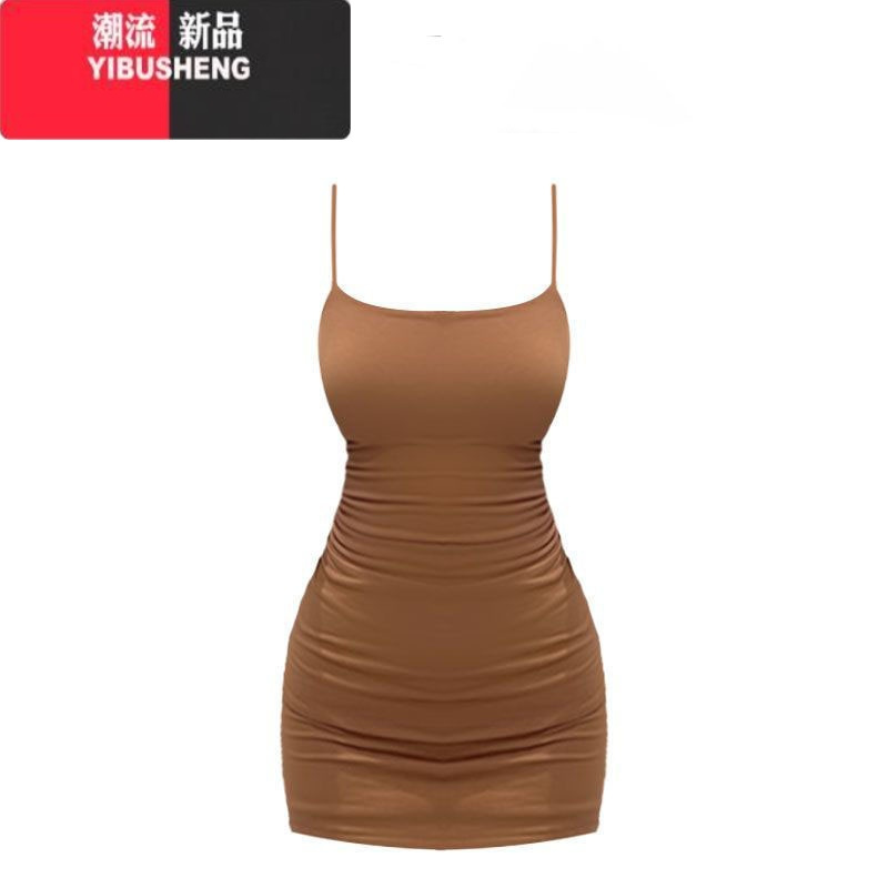 YIBUSHENG辣妹纯欲性感吊带连衣裙女季新款内搭外穿露背设计感紧身包臀裙