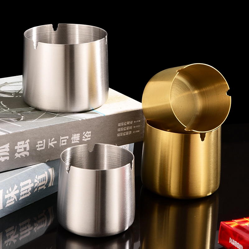 邦可臣创意烟灰缸不锈钢加厚KTV酒吧网咖台球酒店礼物家用_米白色10cm