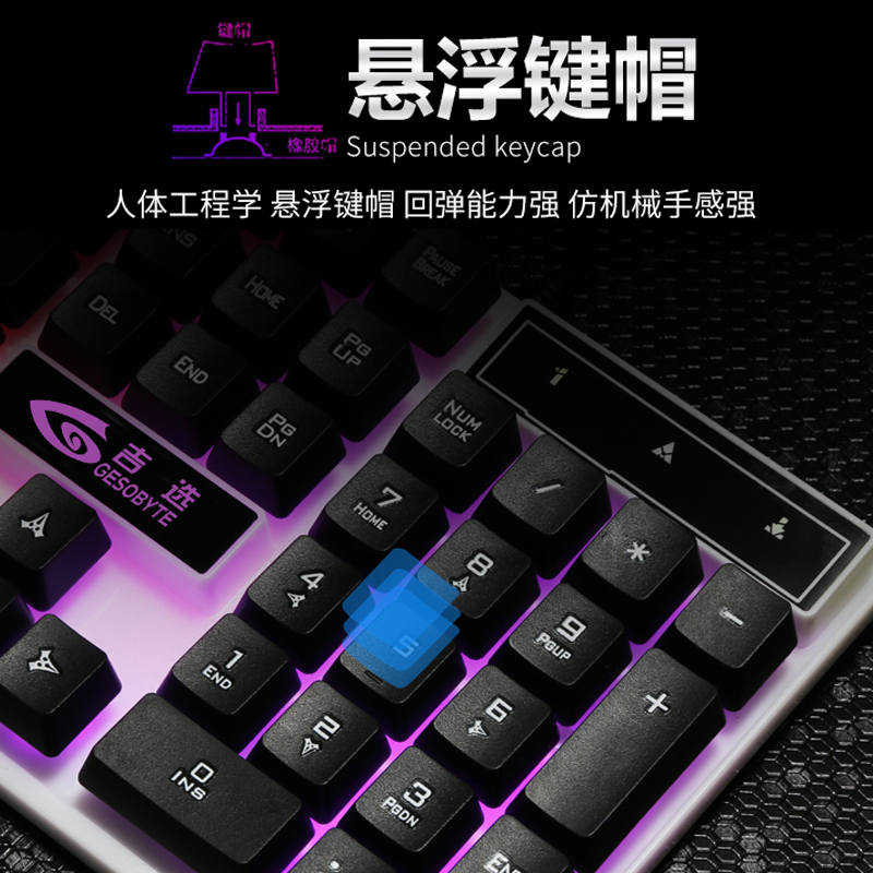 魔蝎手(mogegame)GX15键鼠套装 有线游戏键鼠套装 键盘防泼溅 仿机械手感键盘 吃鸡套装 USB键盘鼠标 黑色
