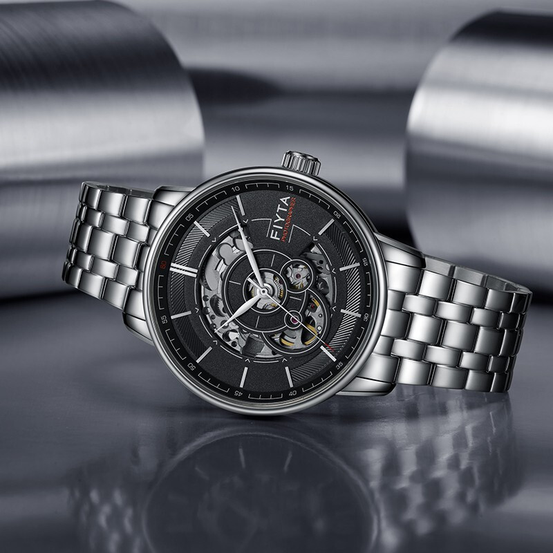 飞亚达自动机械男士手表缕空时尚简约黑色男腕表dga23009wbw