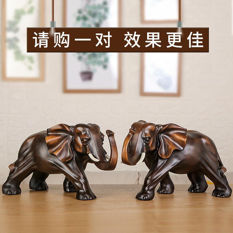 家柏饰(CORATED)大象摆件一对木工艺品家居客厅玄关酒柜装饰品乔迁新居礼品高清大图