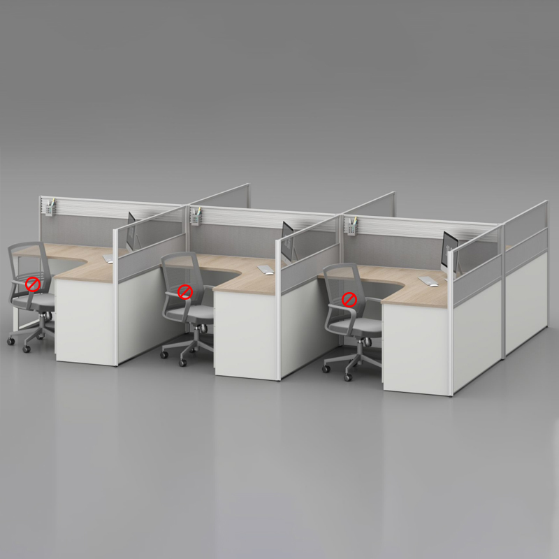 臻远ZYGW-138屏风工作卡位职员桌办公桌 干型六人位高清大图