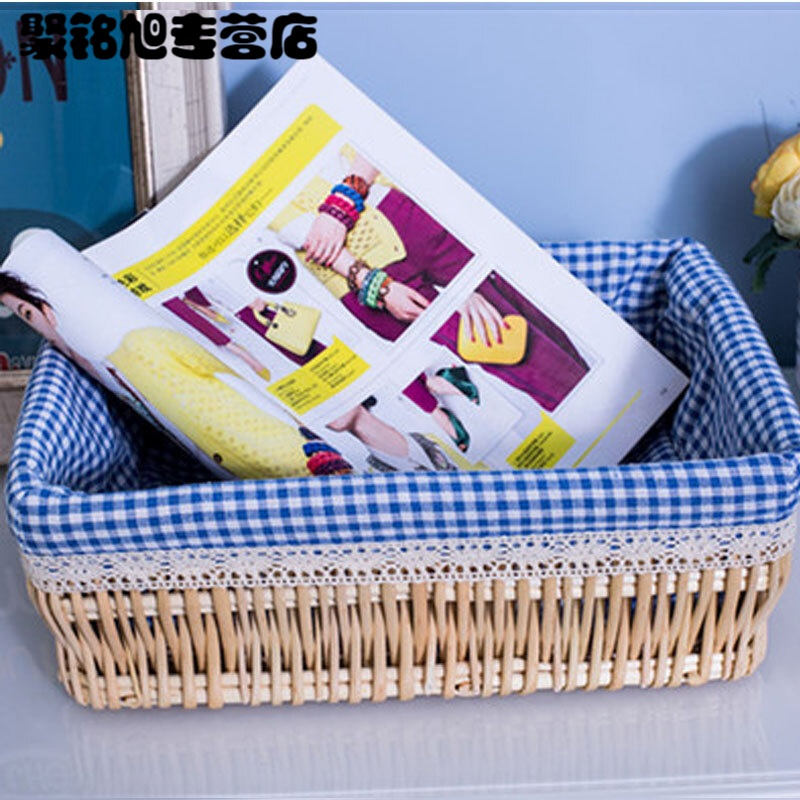 柳编收纳筐篮藤编布艺桌面厨房客厅零食收纳箱编织化妆品收纳盒简约家居日用品