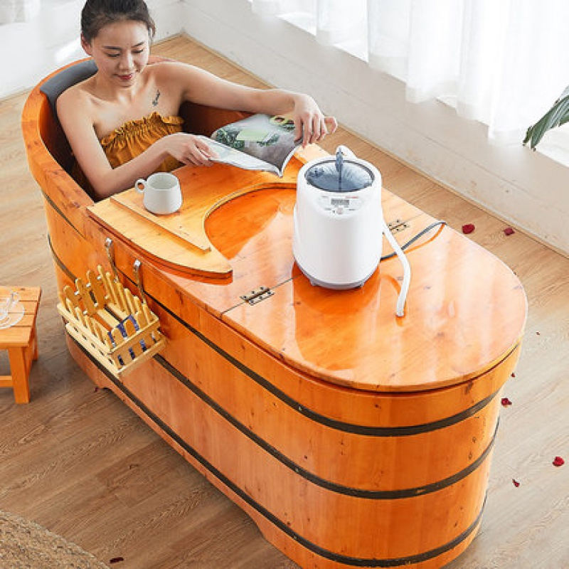 加厚浴桶全身熏蒸泡澡木桶沐浴桶大人澡盆ciaa木盆浴缸洗澡桶木质家用