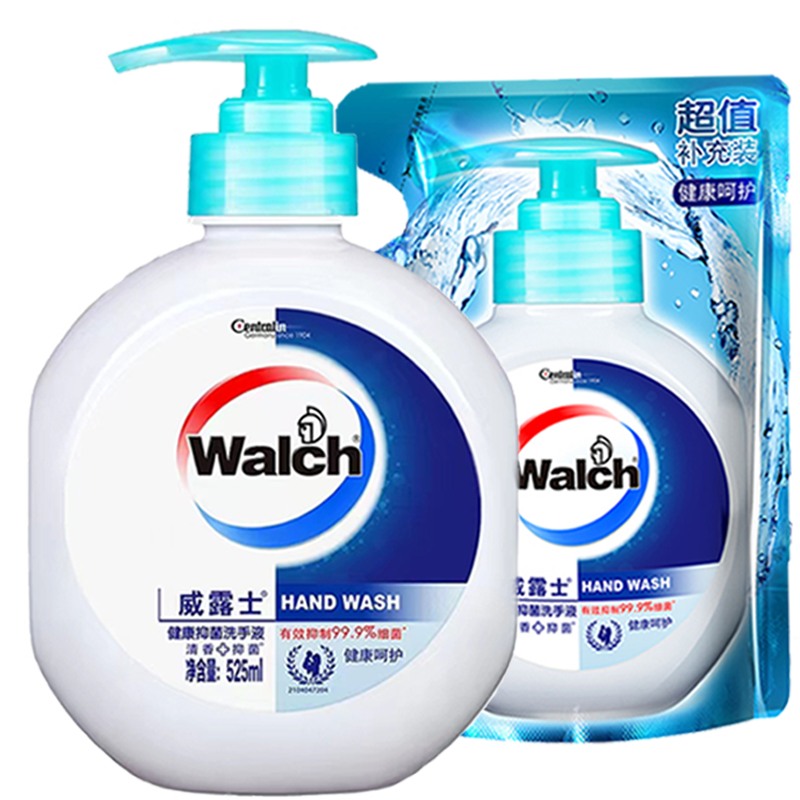 威露士健康抑菌洗手液健康呵护瓶装525ml+补充装525ml抑菌99.9%