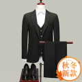 啄木鸟西服套装男士冬装结婚礼服2025秋冬新款加绒加厚西装外套木 3XL建议83-92公斤 黑色套装官方正品