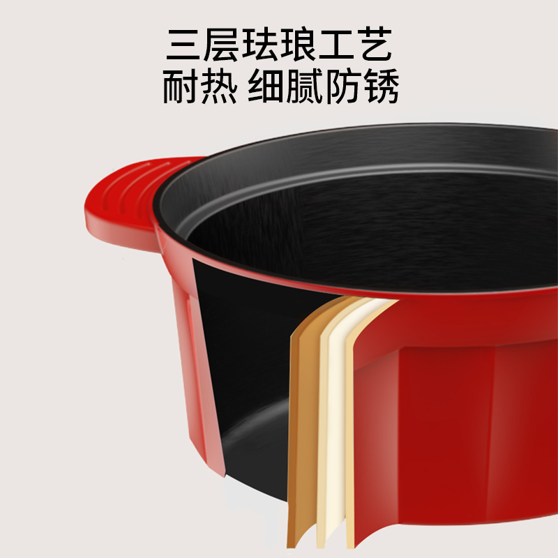 康巴赫勋爵系列珐琅铸铁汤锅-3L（红色）高清大图